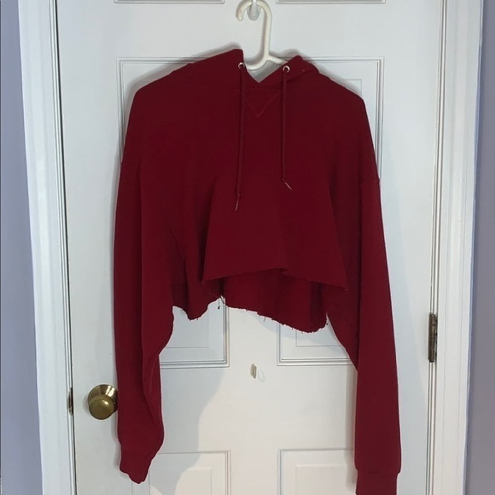Nike red cropped hoodie